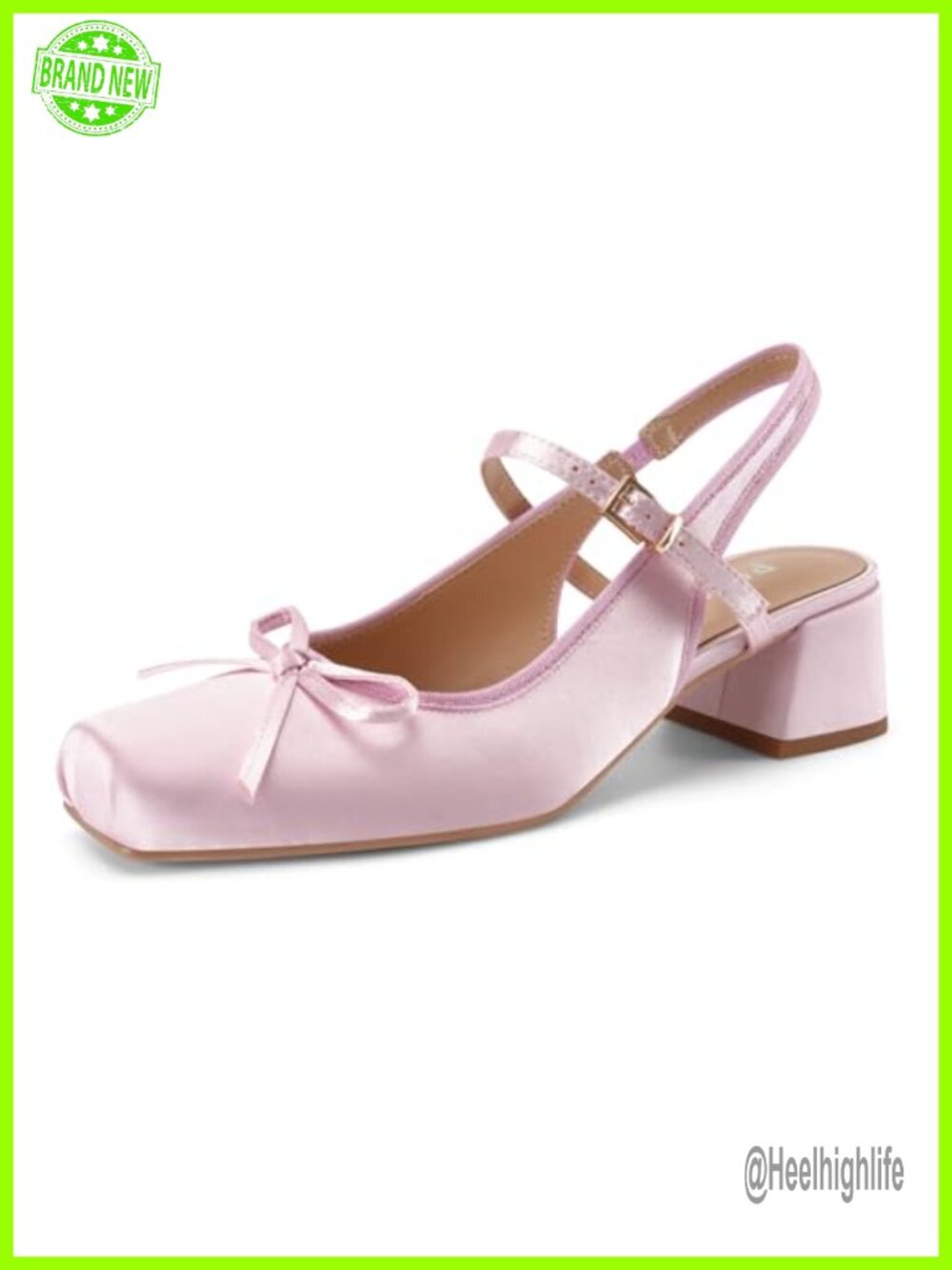 Perisis Women's Square Toe Slingback Ballet Heels Chunky Low Block Heel Pumps
